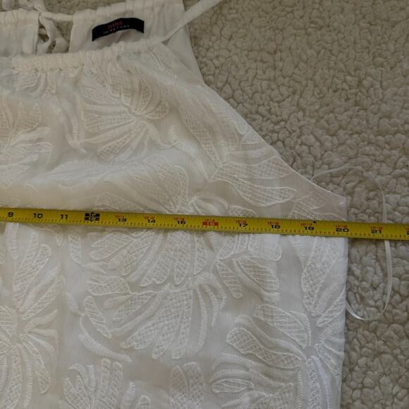 Trina Turk Milian Maxi Dress White Lace High Neck Tie Back Lined Resort Wear - Picture 3 of 8